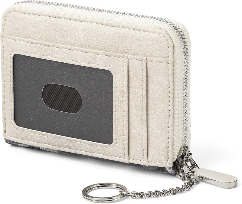 SENDEFN Small Credit Card Holder Wallets for Women RFID Blocking Leather Keychain Cards Cases with ID Window - Image 1